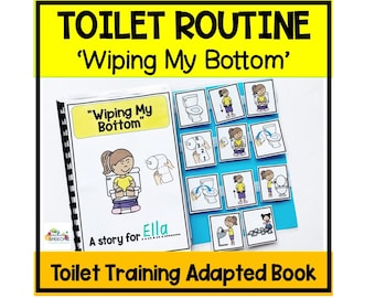 Abwischen nach dem Toilettengang Angepasstes Buch, Toilettentrainingsressource, Töpfchentrainingsgeschichte, Toilettentrainingsgeschichte, Autismusgeschichte, Lebensfertigkeiten