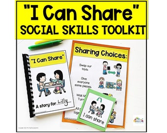 Sharing Social Story, Sharing Social Skills Printable Story, Autism Social Story, Special Education, I Can Share, Printable Social Story