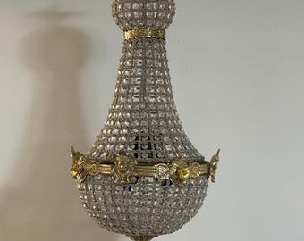 Lustre de style Empire, verre et laiton