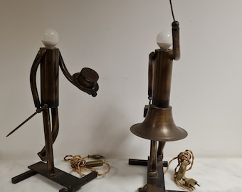 Vintage Pair of American BRASS LAMPS Bedroom Decor Home Decor- pair brass table lamps .