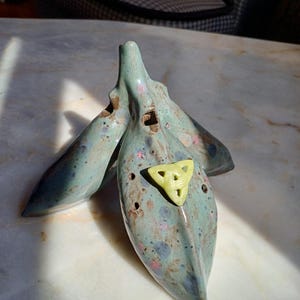 Celtic knot design ASHA Magical Ceramic whistle ocarina
