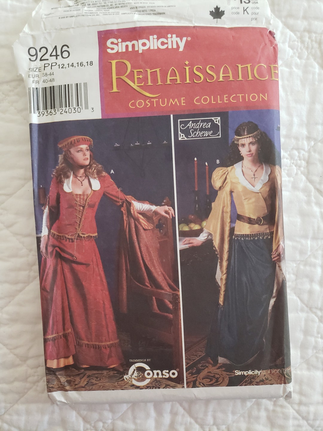 Renaissance Costume PATTERN Simplicity 9246 - Etsy