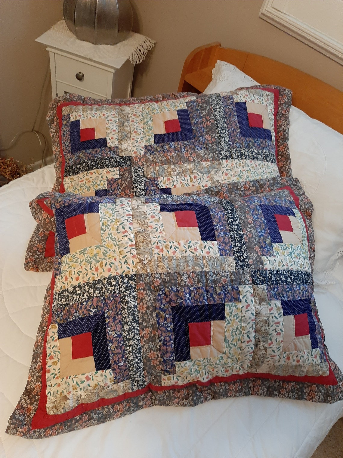 Quilted Pillow Shams Covers LOG CABIN Etsy