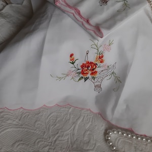 Pillow Cases Pink Floral Cross Stitch Embroidery image 4