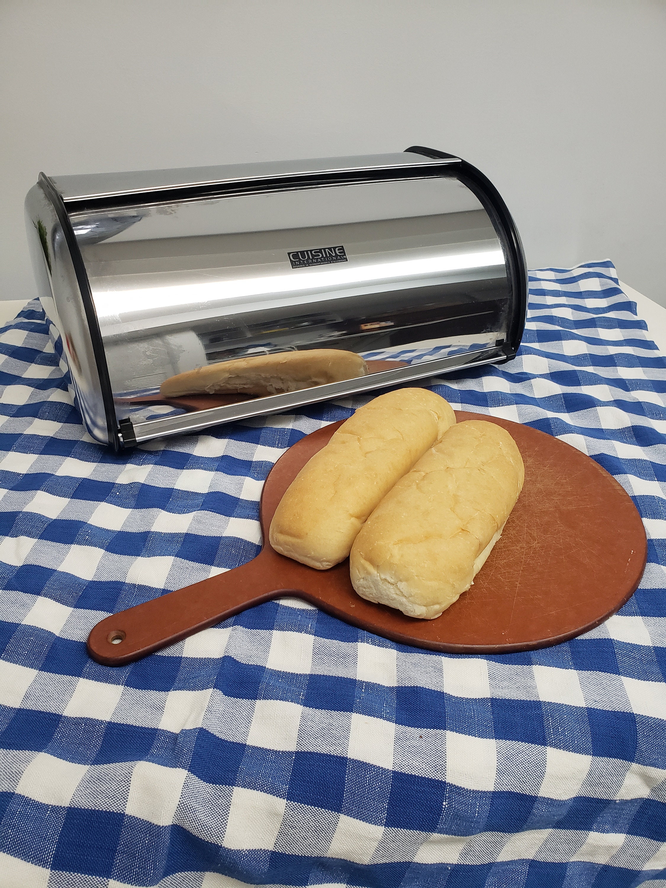 Thermos Large Sandwich Bread Snack Box Beige Side Red Lid 1950's Bread Box  VTG