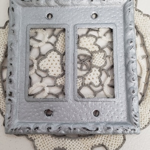 Silver Metal Double Light Switch Cover