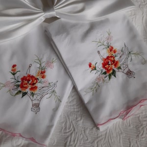 Pillow Cases Pink Floral Cross Stitch Embroidery image 3