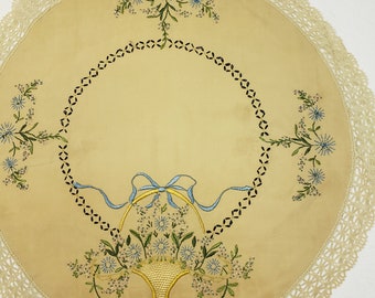 Embroidered Floral  Tapestry  Table Topper