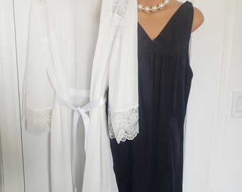 Black Nightgown SHEER White Jacket Ensemble