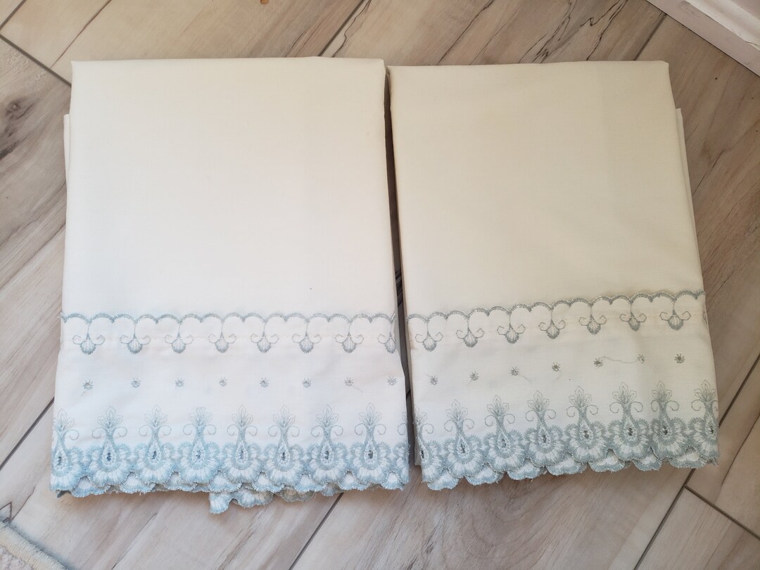 Pillow Cases Eyelet Lace Cuffs Etsy