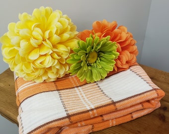 Orange Plaid Tablecloth