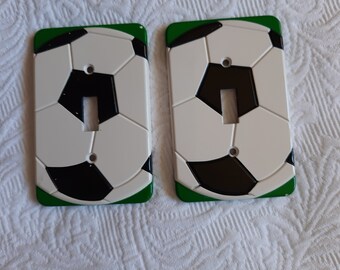 SOCCER Metal Light Switch Covers x2