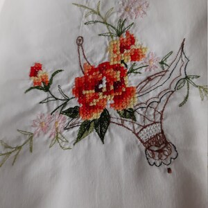 Pillow Cases Pink Floral Cross Stitch Embroidery image 1