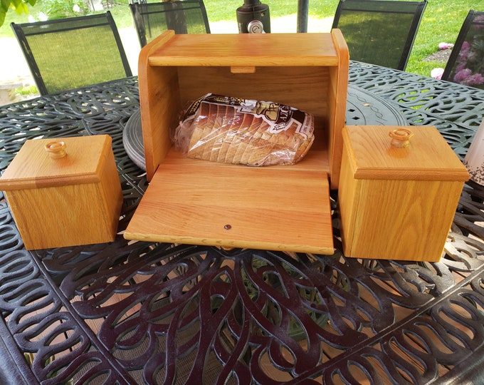 Wooden Bread Box and Canisters Etsy