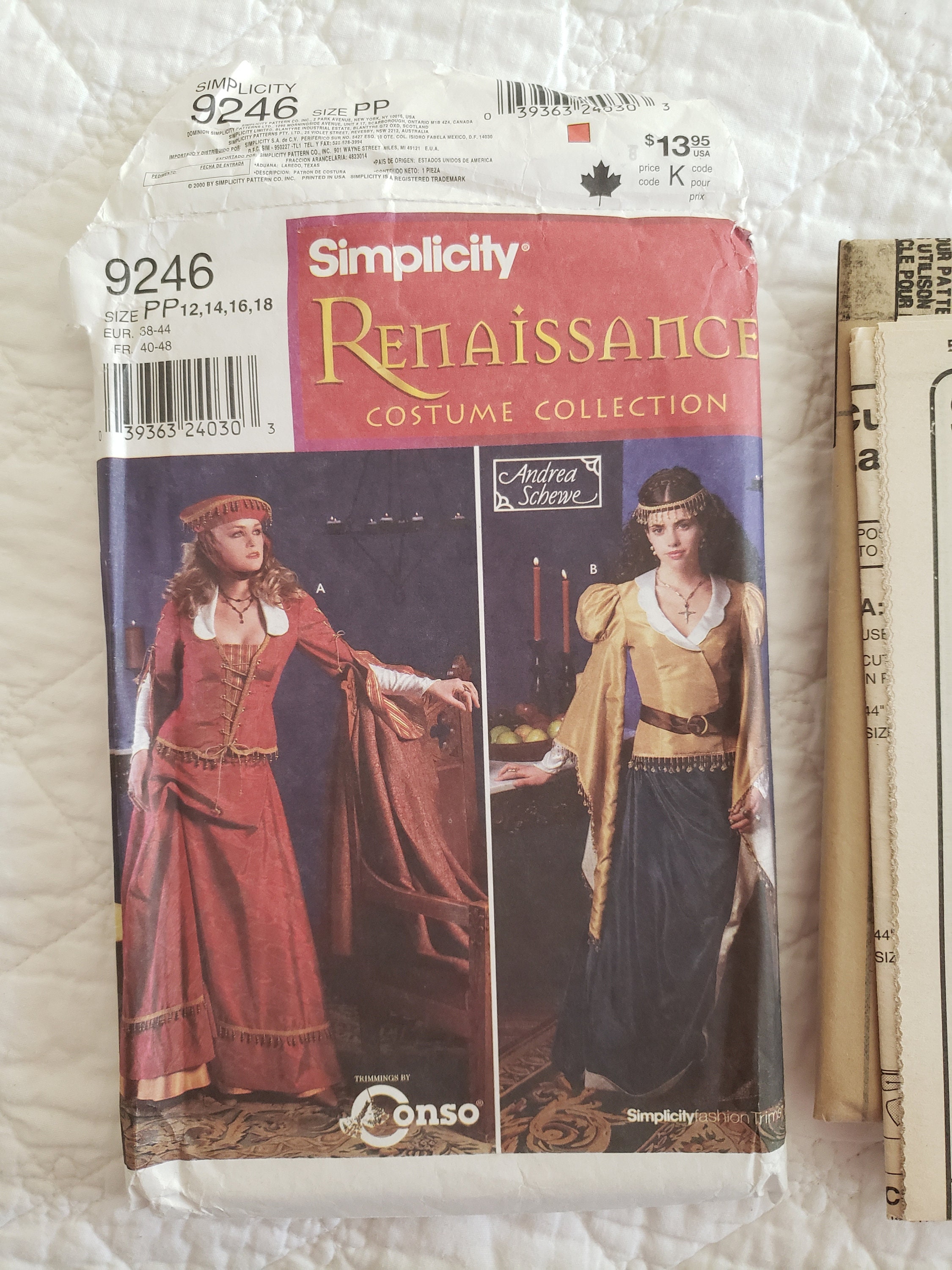 Renaissance Costume PATTERN Simplicity 9246 - Etsy