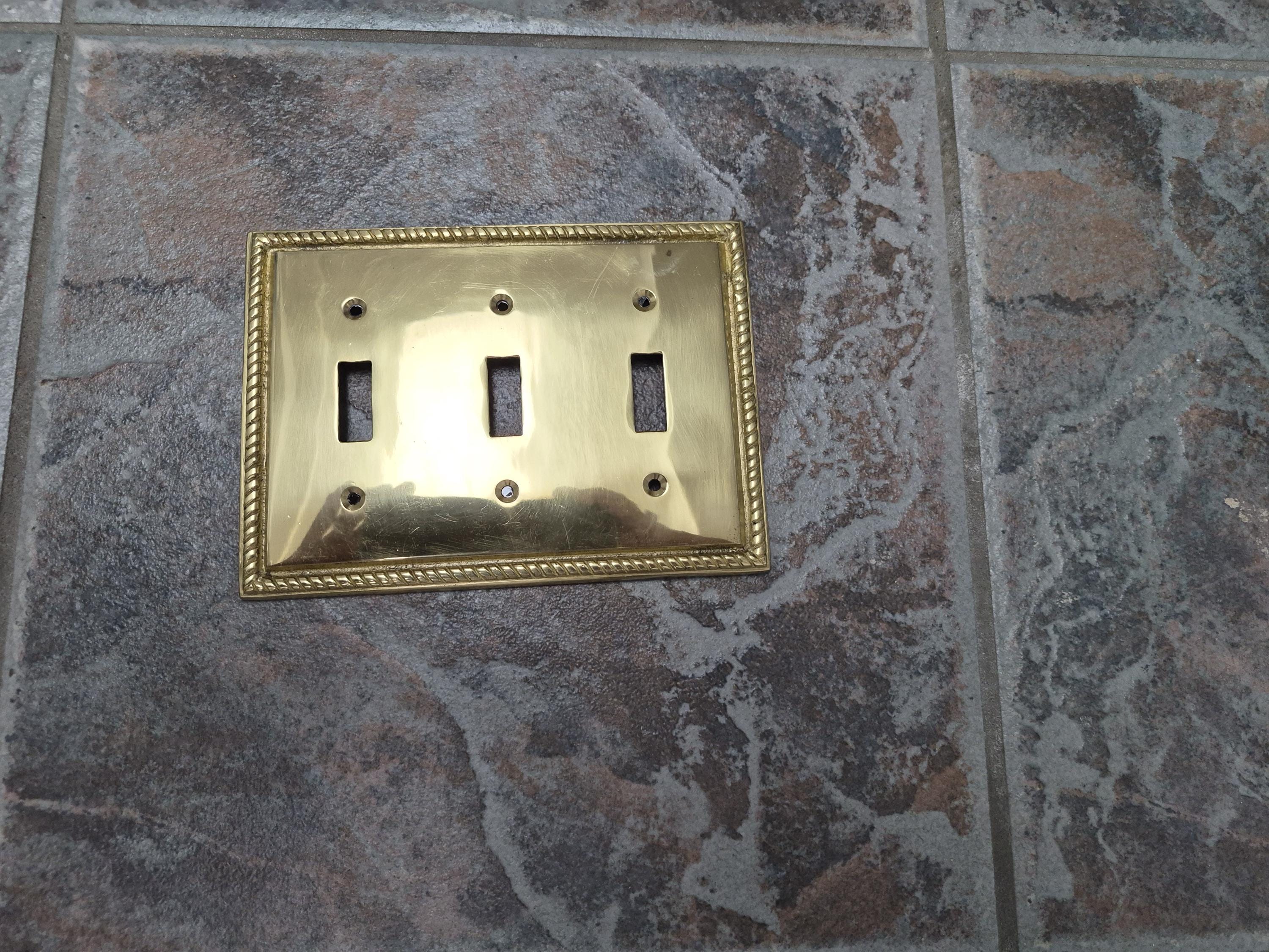 Gold Metal Light Switch COVER triple toggle