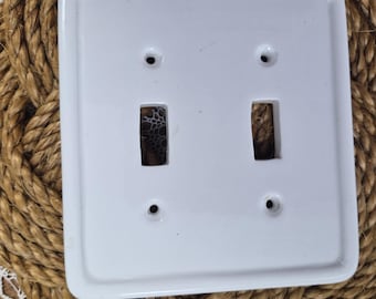Tapa para interruptor de luz doble de cerámica blanca