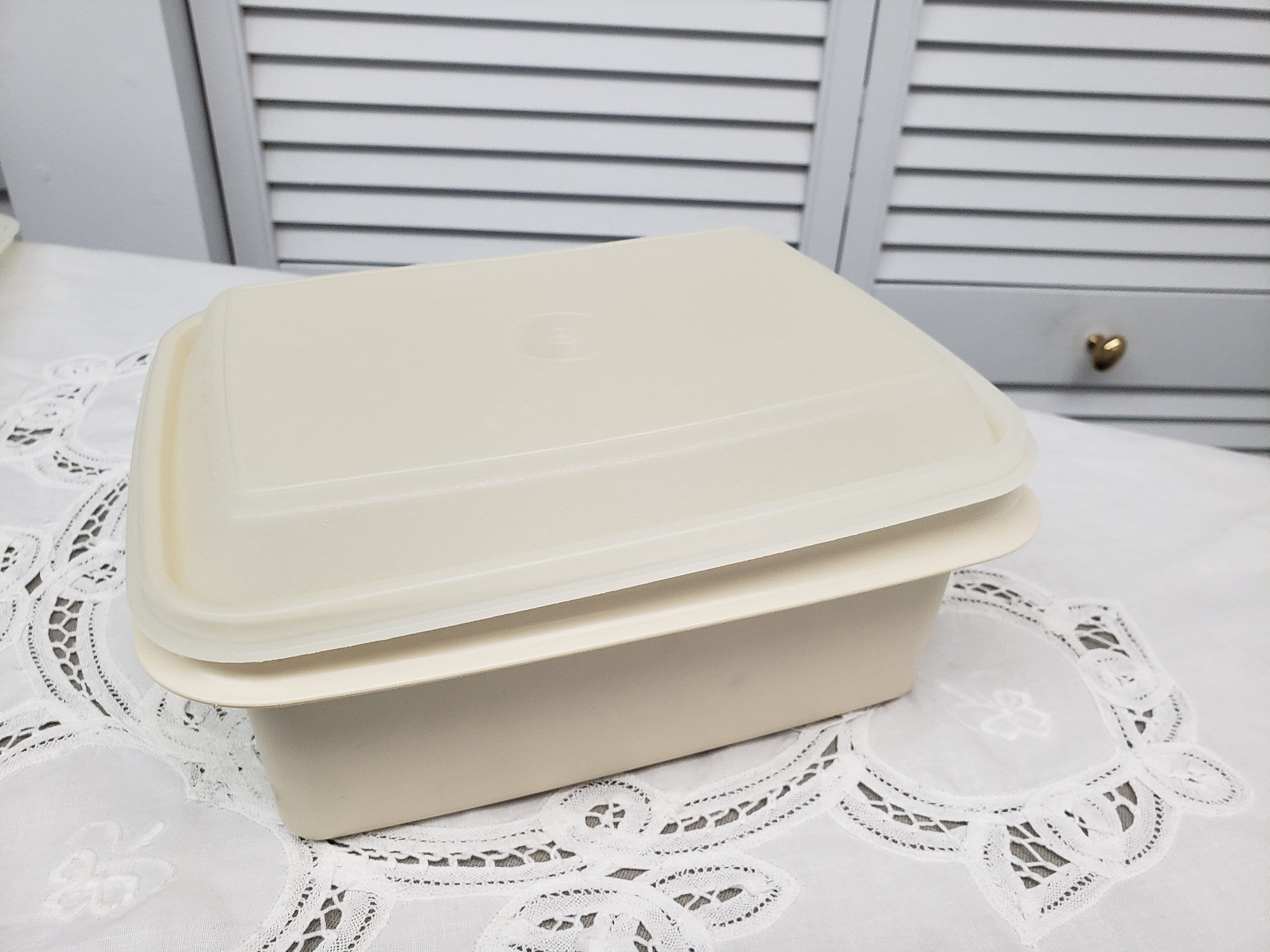 Vintage Tupperware Ice Cream Freeze N Save Container 1254 1255 Almond With  Frosted Clear Lid Food Freezer Storage Container 