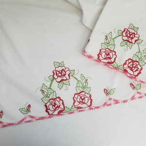 Pillow Cases Embroidered Roses