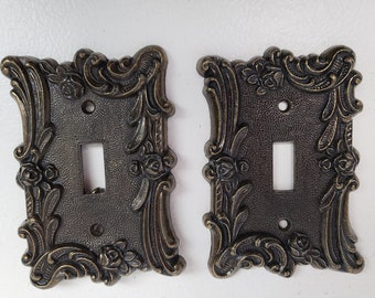 2 Ornate Metal Light Switch Covers