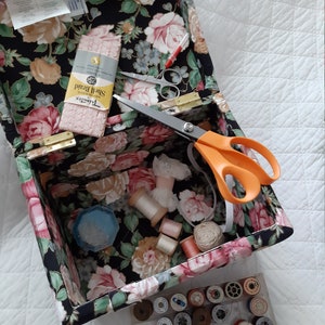 Sewing Basket Floral  Fabric
