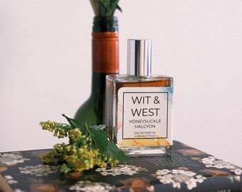 Honeysuckle Halcyon Eau de Parfum | Peach, Mimosa, Honeysuckle, Vetiver, Patchouli | 100% All-Natural Perfume by Wit & West Perfumes