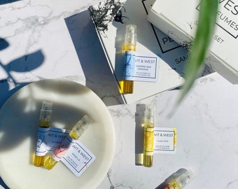 Wit & West New to Natural Perfume Sample Set - 5 Samples (100% All-Natural, Vegan and Cruelty-Free Perfumes and Colognes)