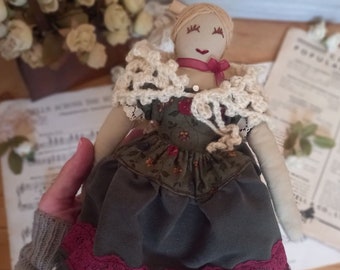 Vintage style heirloom cloth doll, classic tilda style handmade doll