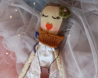 Handmade Heirloom Doll,  fabric ragdoll, cloth doll