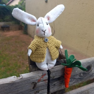 Bunny Doll Gift for Baby Shower Rabbit Character Doll Miniature animal doll Bunny with Carrot Nursery Decor Rabbit Rustic Decor Cottage Core