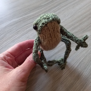 Gestrickte Froschpuppe, handgemachte Kröte Tierchen, Frosch mit Pullover, Miniatur Froschpuppe, kleine Weihnachtskröte, Ziertierpuppe, Taschenfrosch