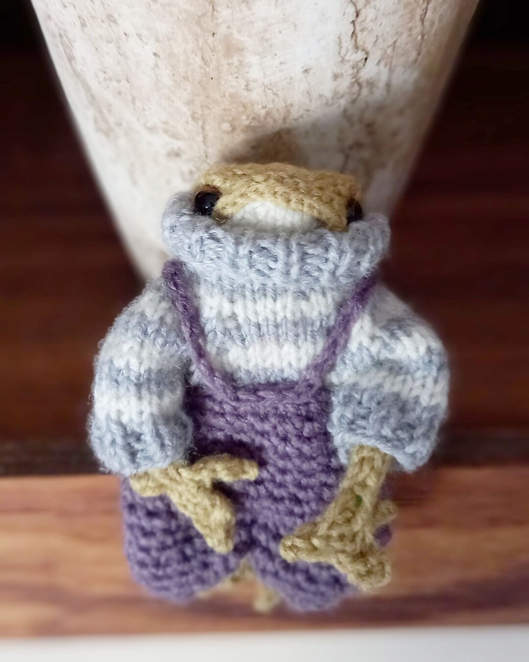 Knitted Frog With Sweater and Overalls Etsy