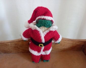 Frog Santa doll, festive holiday décor, Santa Froggie, Christmas doll