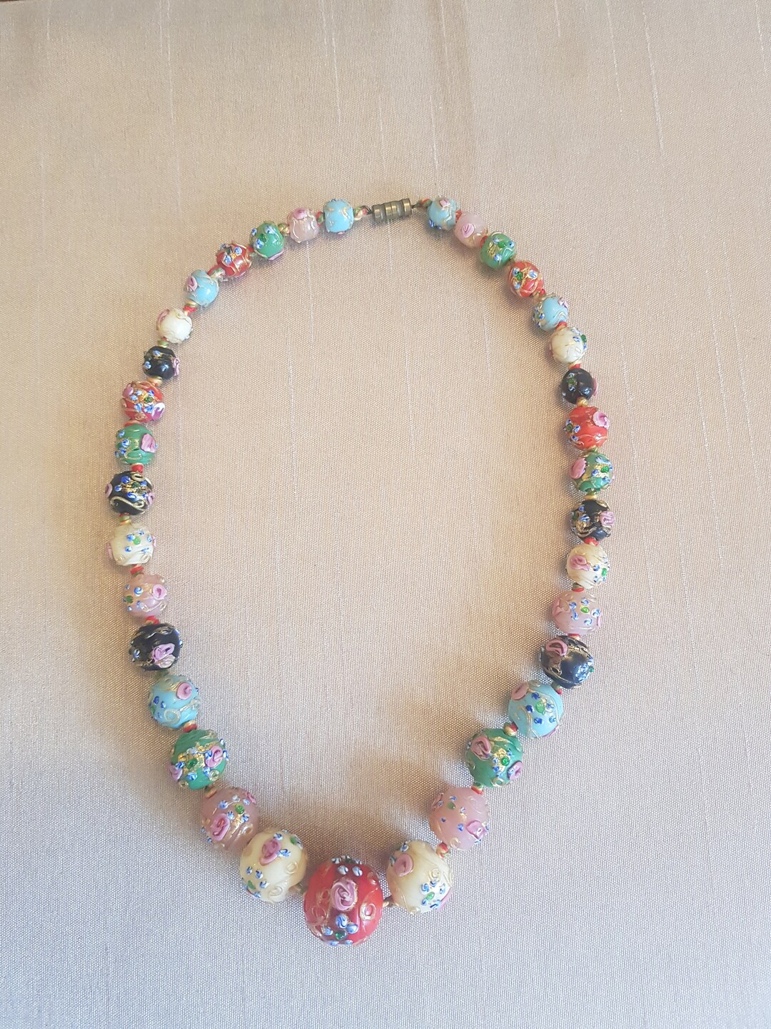 Vintage Murano Glass Bead Necklace Etsy