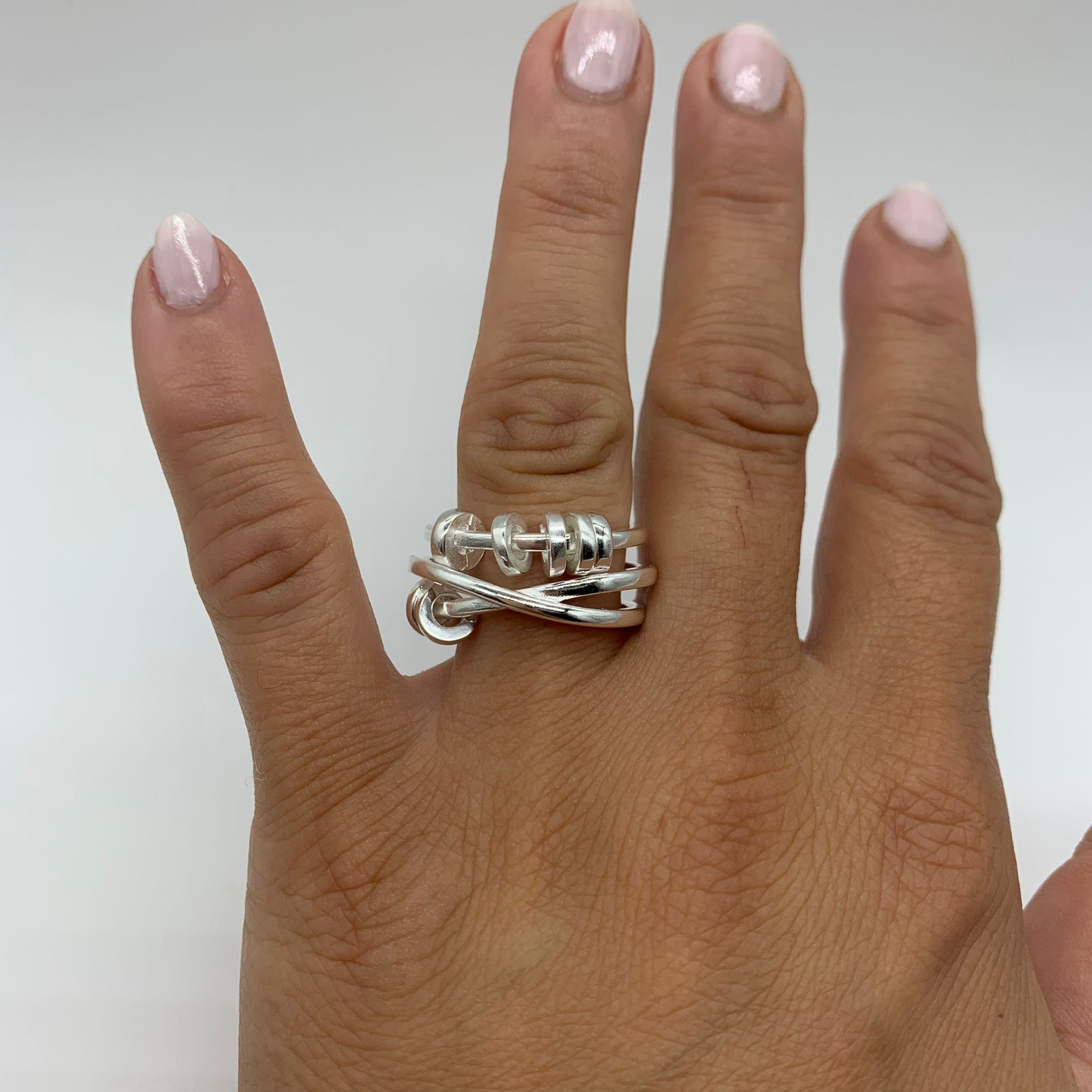 Anello turchese in argento, anello in argento intrecciato, anello in