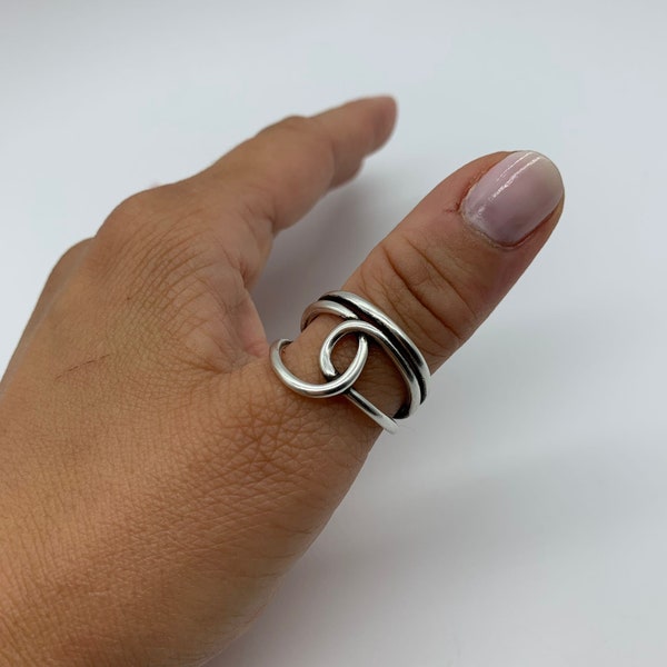 Großer Knoten Chunky Silber Ring-Gewebt geschichteten Ring-Geschenke für Sie-Kühner zierlicher Ring für Frauen-Offener verstellbarer Boho-Daumen-Ring-Sommerschmuck