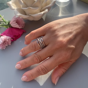 Chunky Silver Thumb Ring, Multi Layer Signet Ring, Jewellery For Woman, Christmas Gift For Her, Open Adjustable Ring, Unique Style Ring