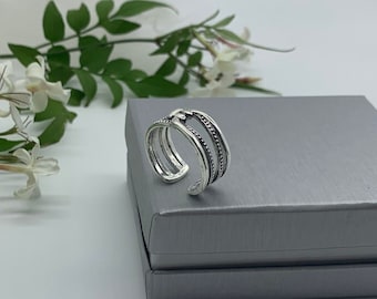 Knoop geweven gelaagde duimring, sierlijke dotring, moeders aanwezig, moederdagcadeaus voor haar, dikke ring, Boho ring voor vrouwen, verstelbare ring