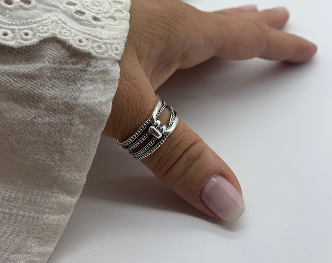 Multi layer Knot Weaved Layered Chain Thumb Ring-Dainty Dot Ring-Mothers Present-Mothers Day Gifts For Her-Chunky Ring-Boho Ring For Women