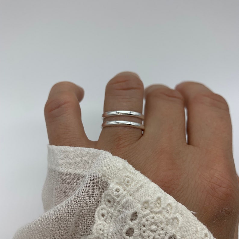 Dunne dubbellaagse verstelbare stapelring-duim dubbele bandring-Moedersdagcadeau voor haar-Moedersdagcadeau-sieraden voor vrouw afbeelding 8