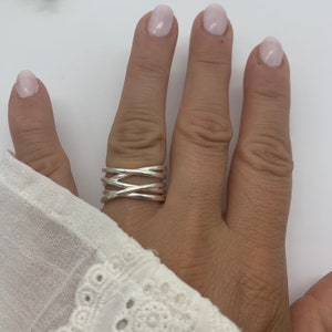 Silver Thumb Multi Layer Ring-Chunky Dainty Ring For Women-Adjustable Boho Ring-Weaved Layered Ring-Mothers Day-Mothers Day Gift For Her image 5