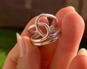 Silber Großer Knoten zierlicher Daumenring, Statement dicker verstellbarer Ring, Muttertagsgeschenk, Geburtstag Weihnachtsgeschenk für sie, Schmuck für Frau