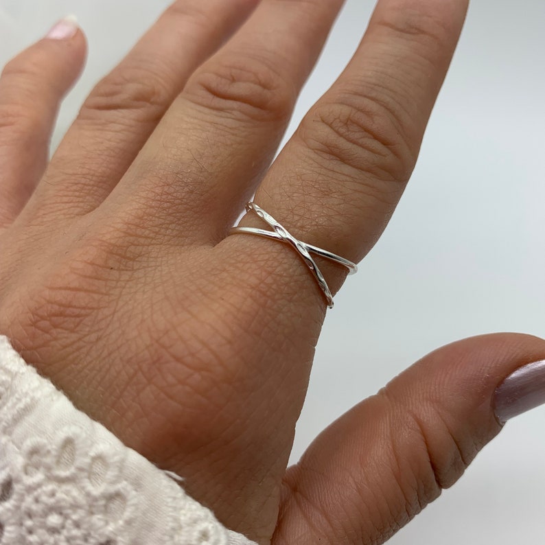 Silver Cross Minimalist Ring-Dainty Open Adjustable Ring-Mothers Presents-First Mothers Day-Mothers Day Gift For Her-Jewelry For Woman image 6