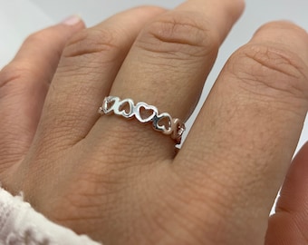 Silver Heart Thumb Ring- Adjustable Ring-Open Heart Ring-Dainty Silver Ring-Jewellery -Birthday Gift For her-Mothers Day Gift