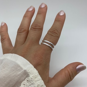 Dunne dubbellaagse verstelbare stapelring-duim dubbele bandring-Moedersdagcadeau voor haar-Moedersdagcadeau-sieraden voor vrouw afbeelding 3