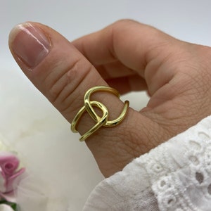 18k GOLD plated Capital Great Knot Thumb Ring-Chunky Signet Ring-Dainty Weaved Thick Adjustable Ring-Mothers Day Gift For Her