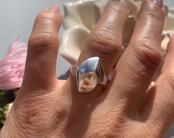 Silber Tropfen Geometrische Ring, Daumen stapelbar Dicke Einstellbar Ring, Mütter vorhanden, Valentinstag Geschenke für sie - Schmuck für Frau