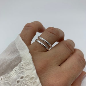 Dunne dubbellaagse verstelbare stapelring-duim dubbele bandring-Moedersdagcadeau voor haar-Moedersdagcadeau-sieraden voor vrouw afbeelding 4