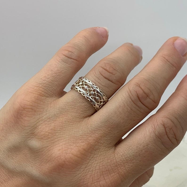 Silver Dot Patterned Vintage Band Ring-Thumb Statement Thick Adjustable Ring-Mothers Present-Christmas Gift For Her-Jewelry For Woman