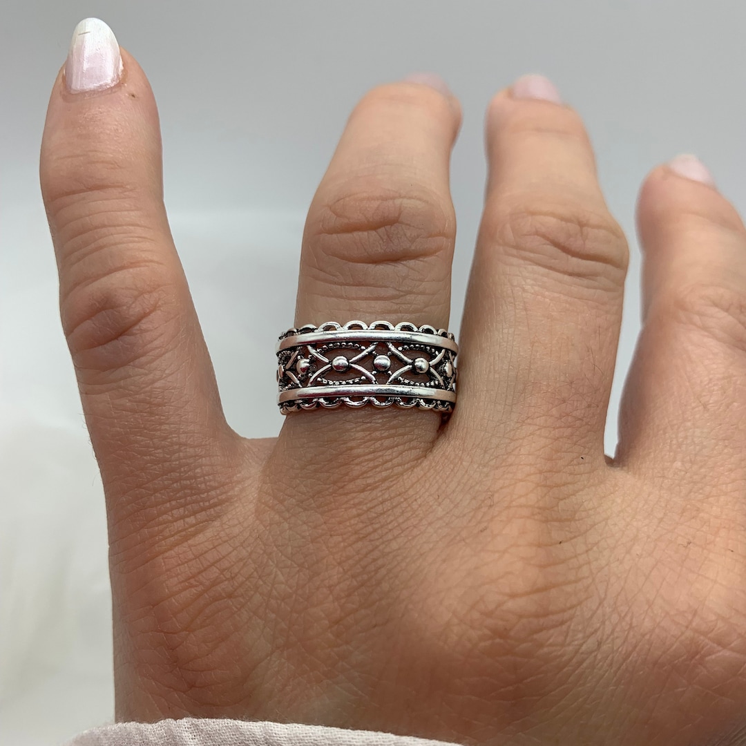 Dainty Silver Vintage Chunky Ring- Boho Ring- Gift for Mom